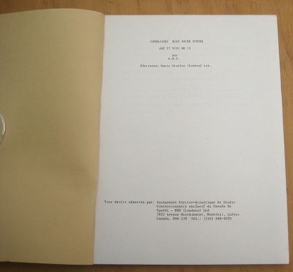 Ems-'Playing the Synthi' French edition